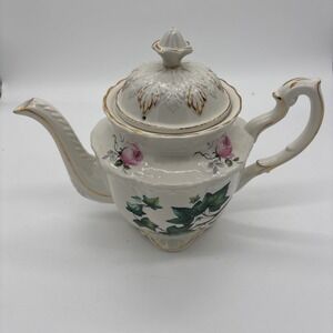 Crown Dorset  Teapot Pink Roses w/ Green Ivy Fine Ceramic Staffordshire England